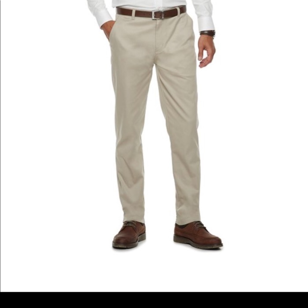 Chaps Khaki Flat Front Pants - image 1